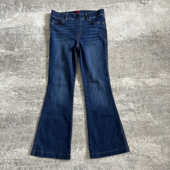 Spanx Denim - Spanx Jeans Womens Medium 20327R Flare Dark Wash Pull-on Stretch Denim High Rise